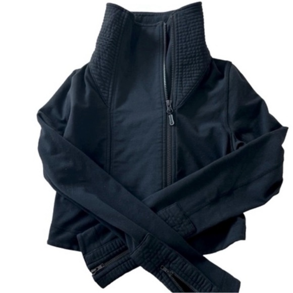 Lululemon Principal Cropped Asymmetrical Black Moto Jacket Size 4 - Picture 4 of 9